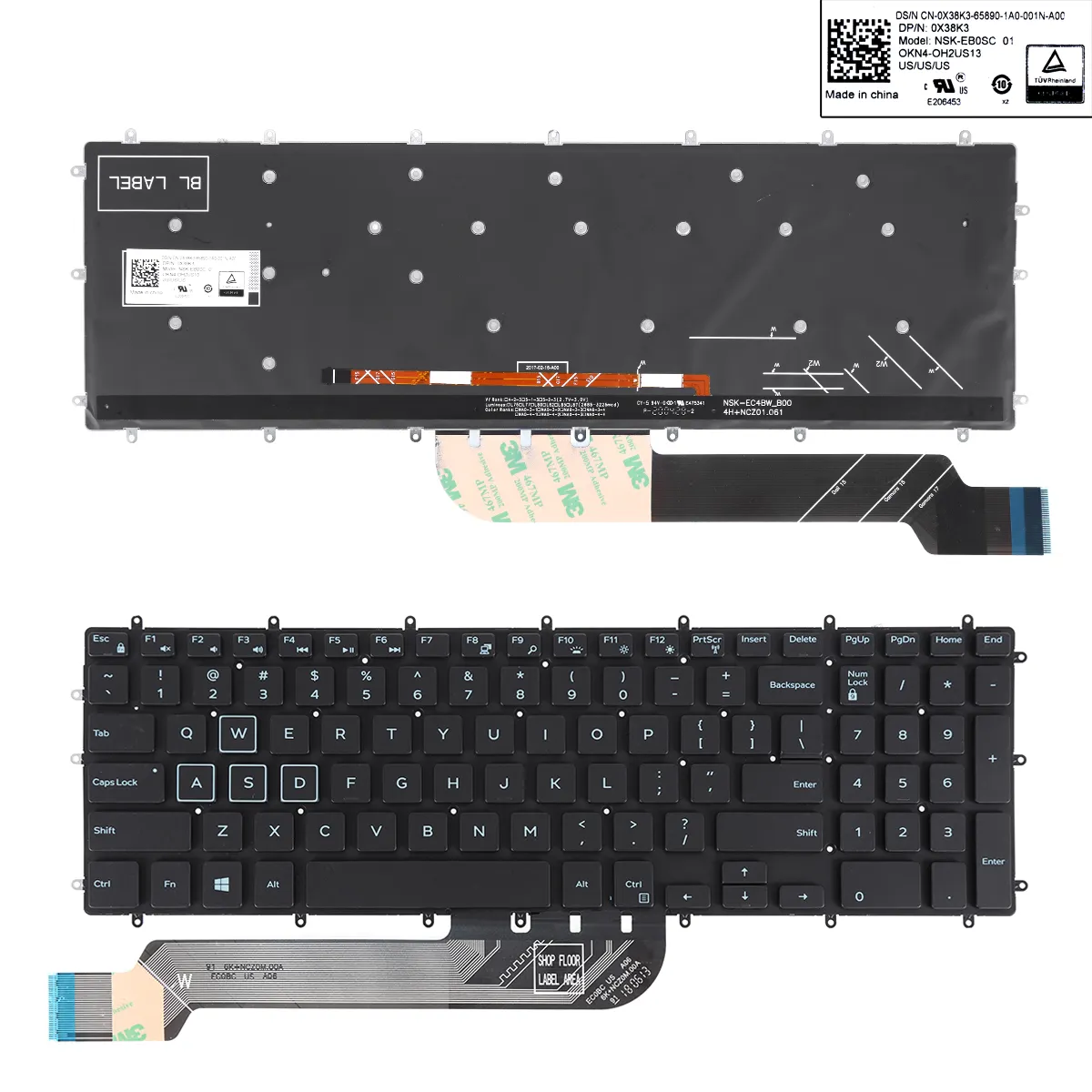 Picture of  Dell Inspiron G3 15 3579 3779 G5 15 5587 5590 G7 15 7588 BLACK(Backlit,Blue Printing,WIN8)